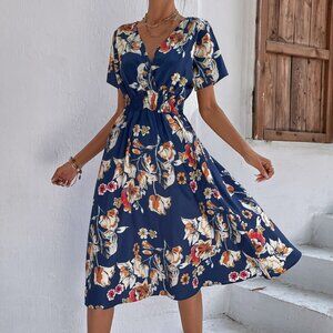 Women's floral print short-sleeved dress